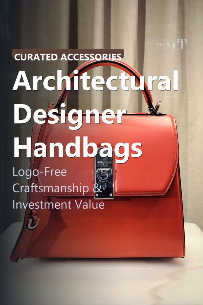 Sculptural leather designer tote bag in minimalist luxury setting