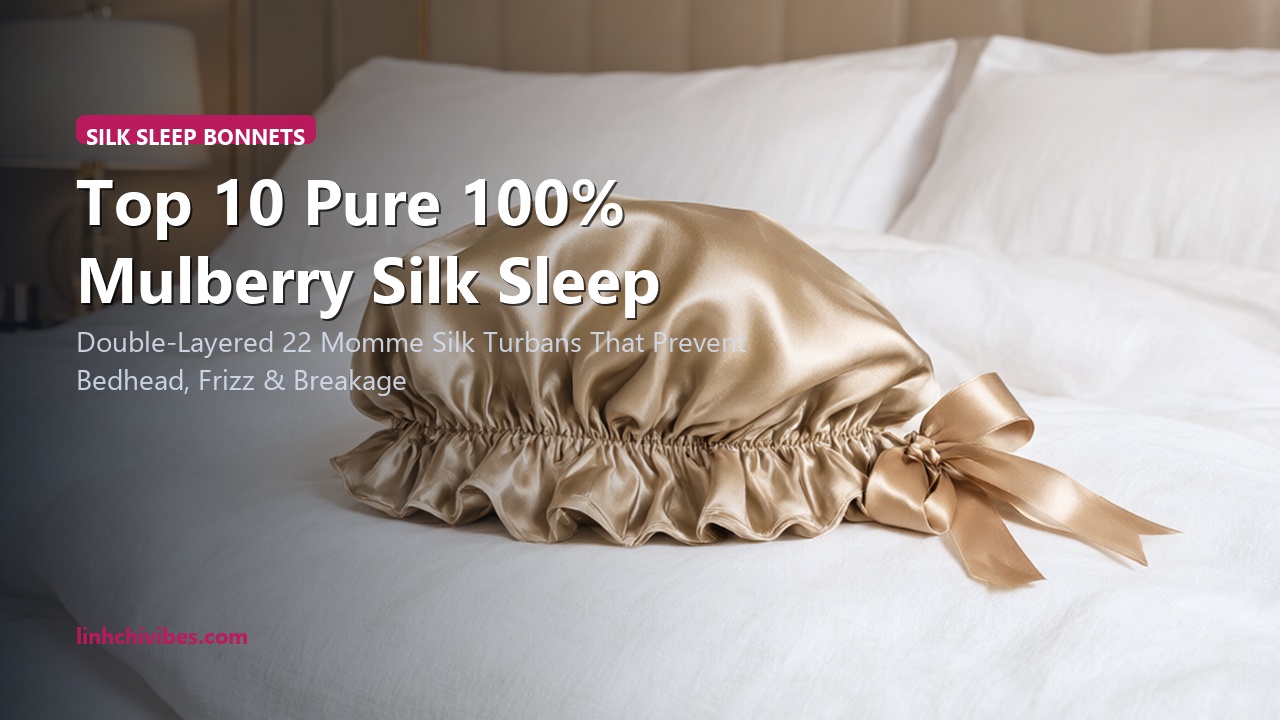 Pure Mulberry Silk Sleep Bonnet with Wide Elastic Band