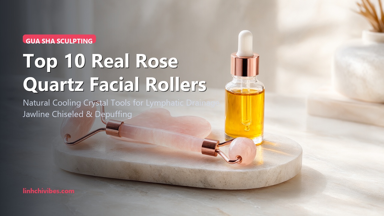 Natural Brazilian Rose Quartz Facial Roller & Gua Sha Set