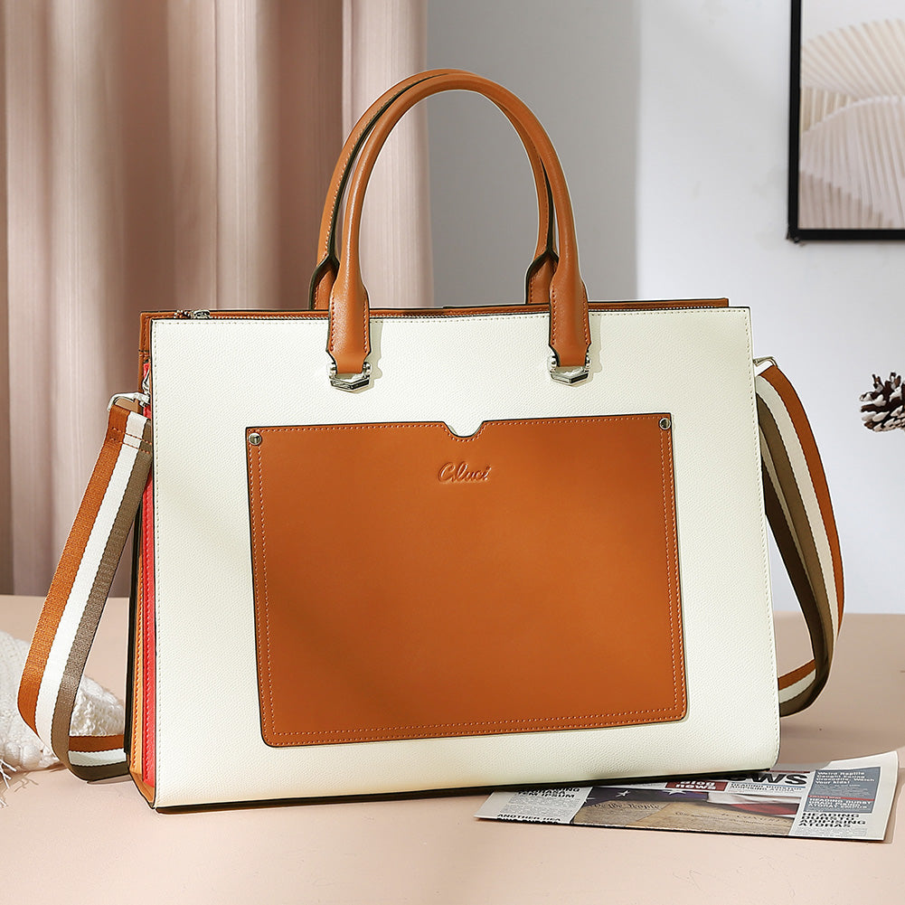 CLUCI Vegan Leather Briefcase Laptop Bag