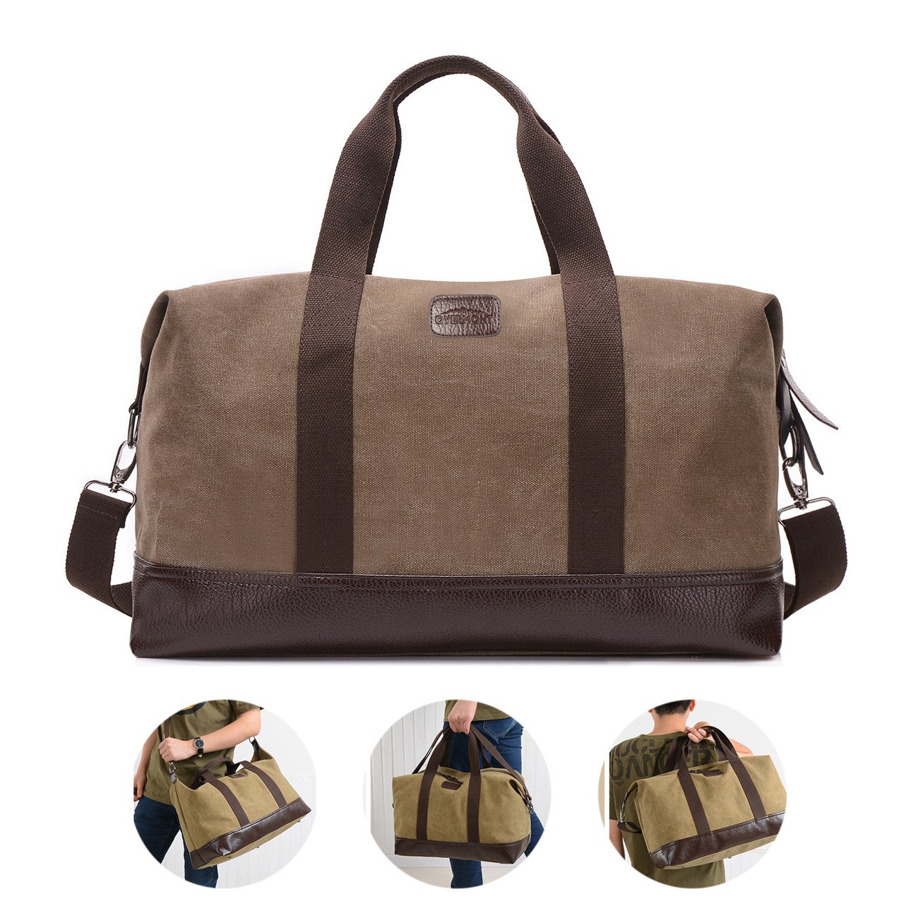 Overmont Canvas & Leather Trim Large Utility Tote