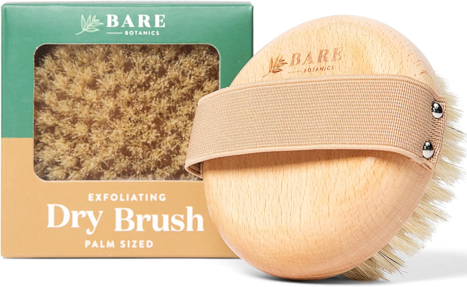 Natural Boar Bristle Dry Body Brush with Ergonomic Strap