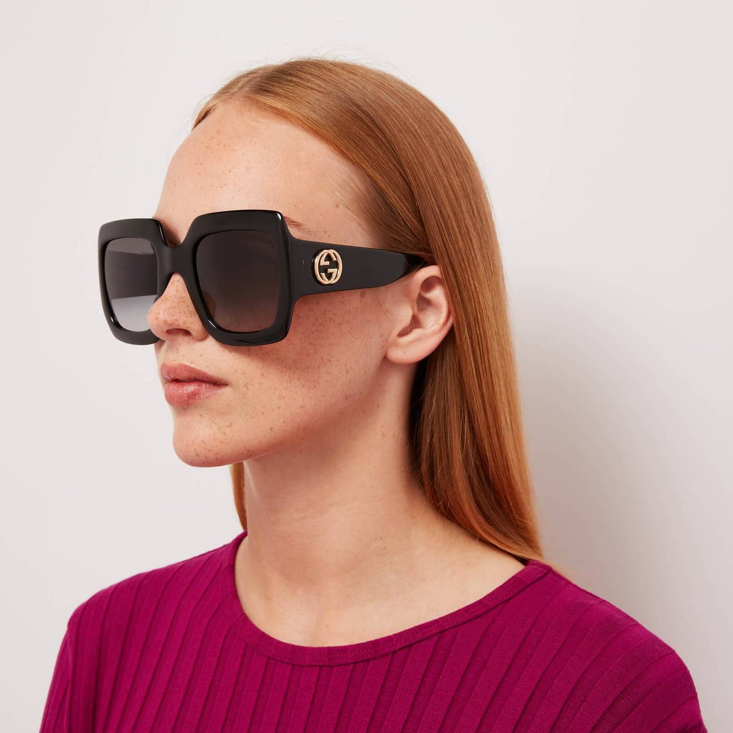 Gucci Bold Square Cat Eye Acetate Sunglasses