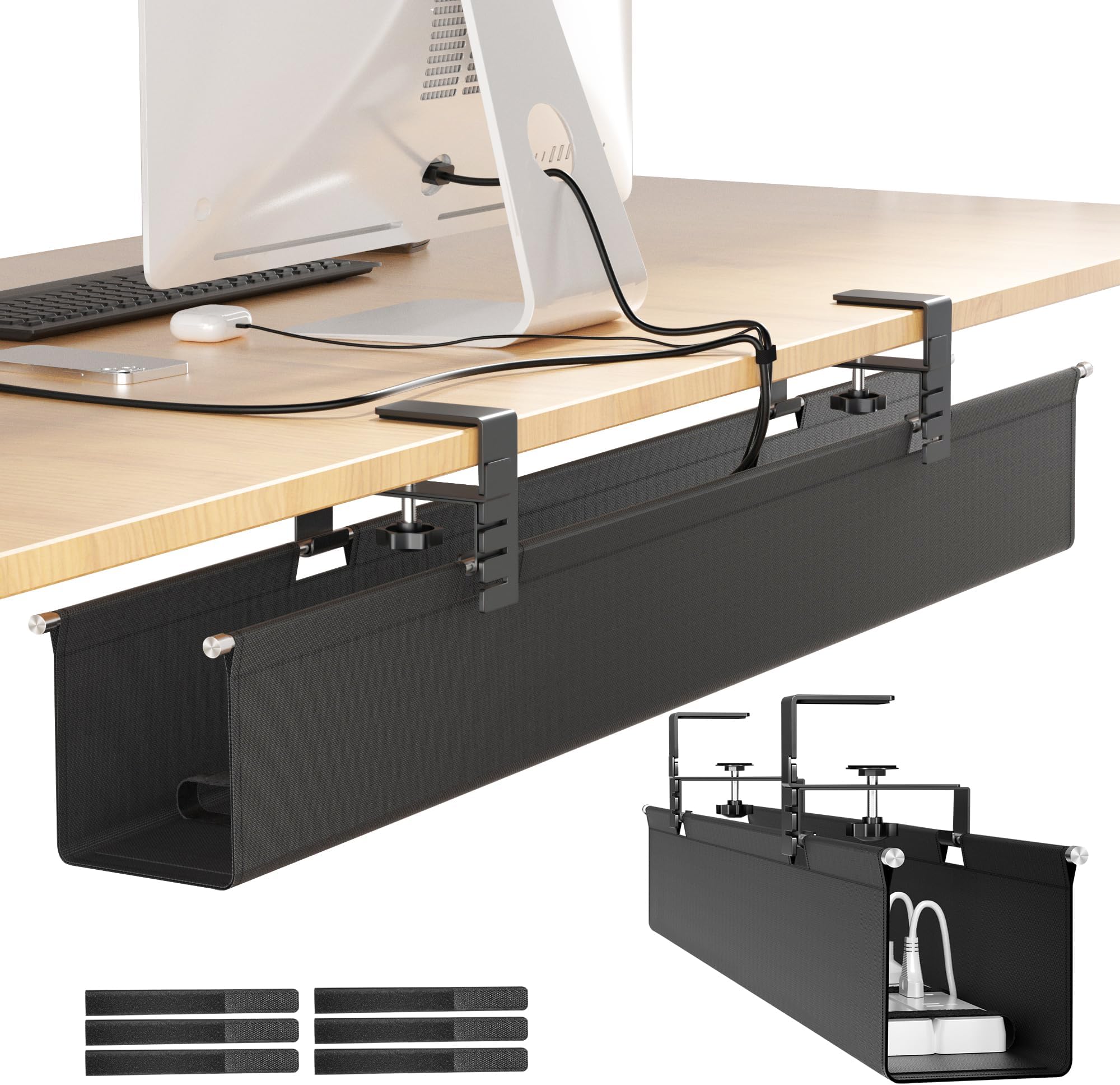 Under-Desk Cable Management Raceway Tray (No Drill)