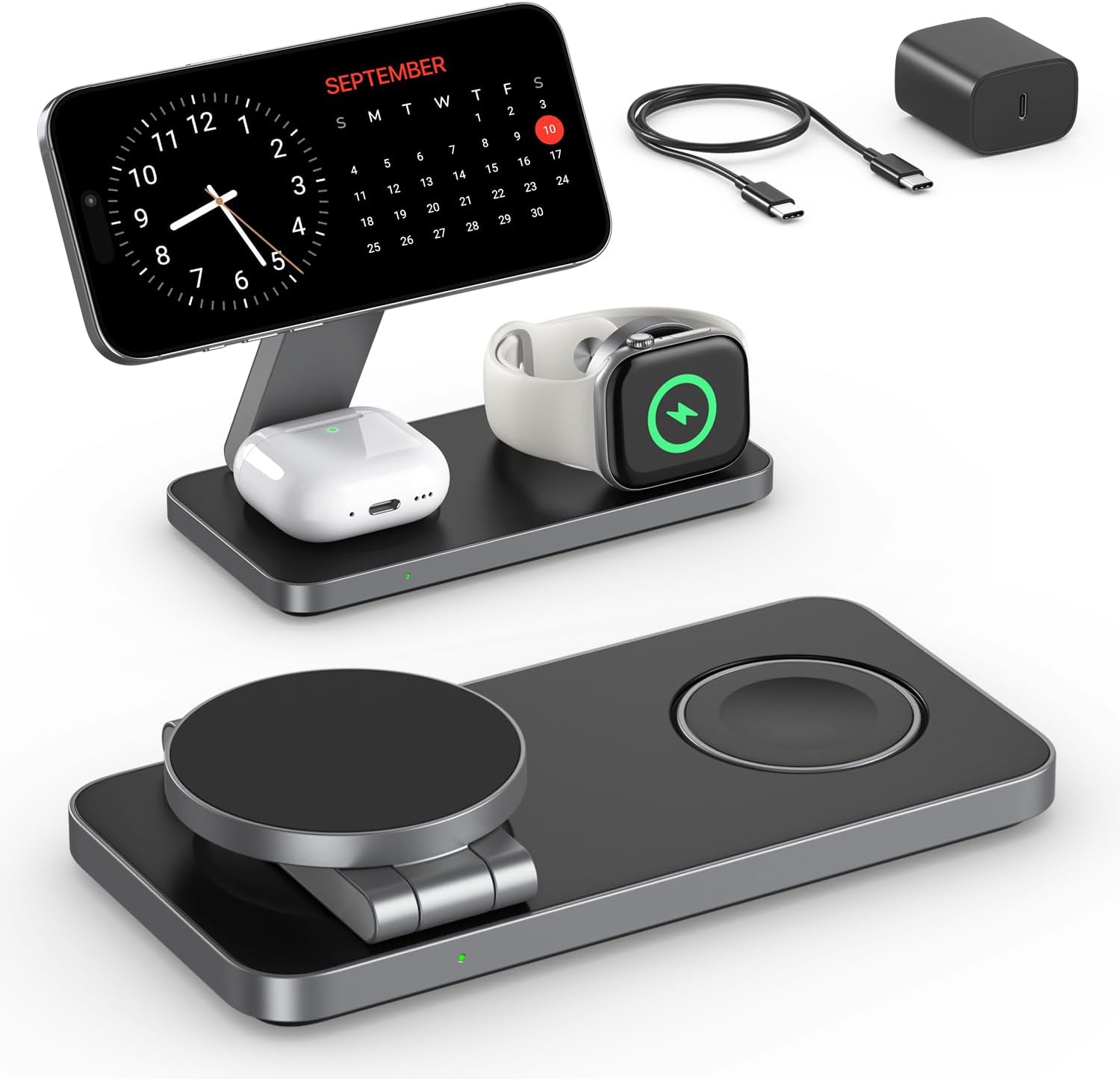 Magnetic 3-in-1 Fast Wireless Charging Stand