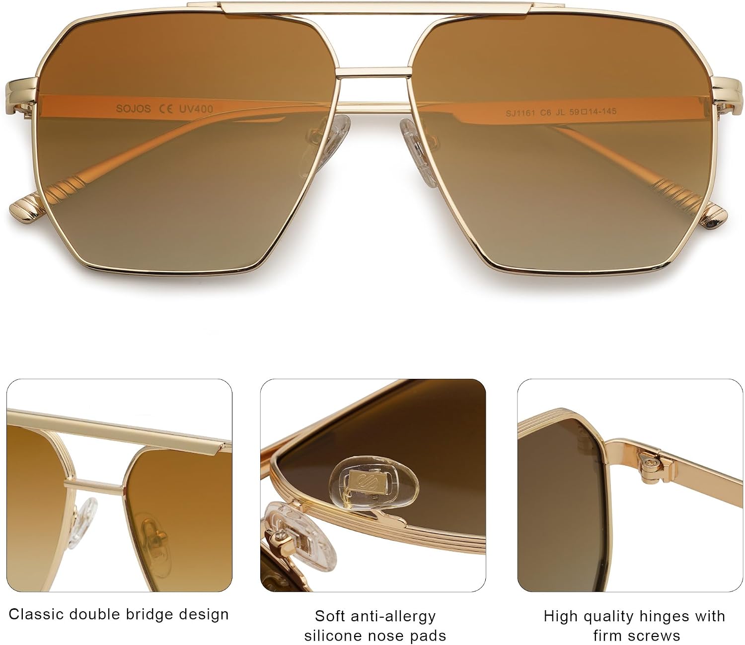 SOJOS Classic Retro Square Polarized Sunglasses for Women