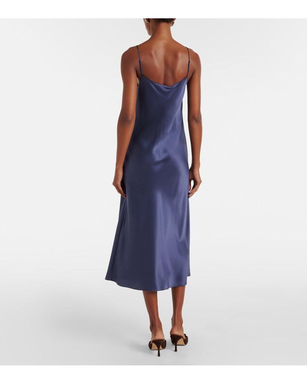 Đầm Lụa Satin Óng Ánh Vince Bias Slip Midi Dress chính hãng