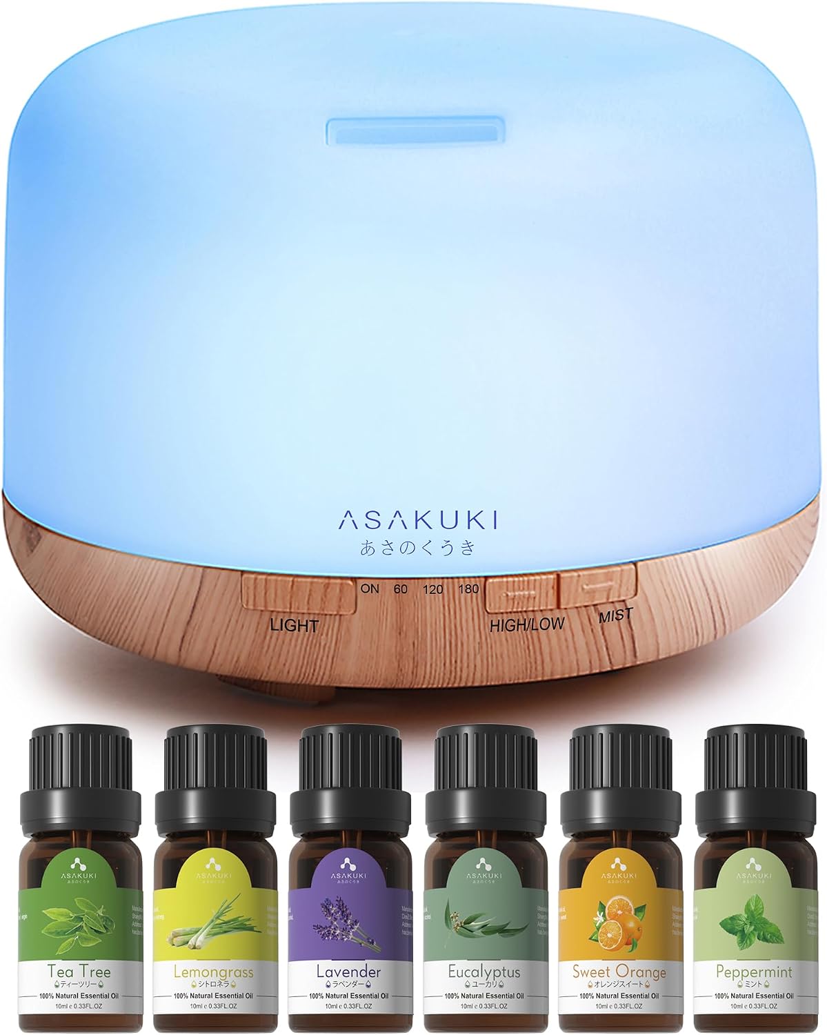 Asakuki 500ml Premium Essential Oil Diffuser with Remote