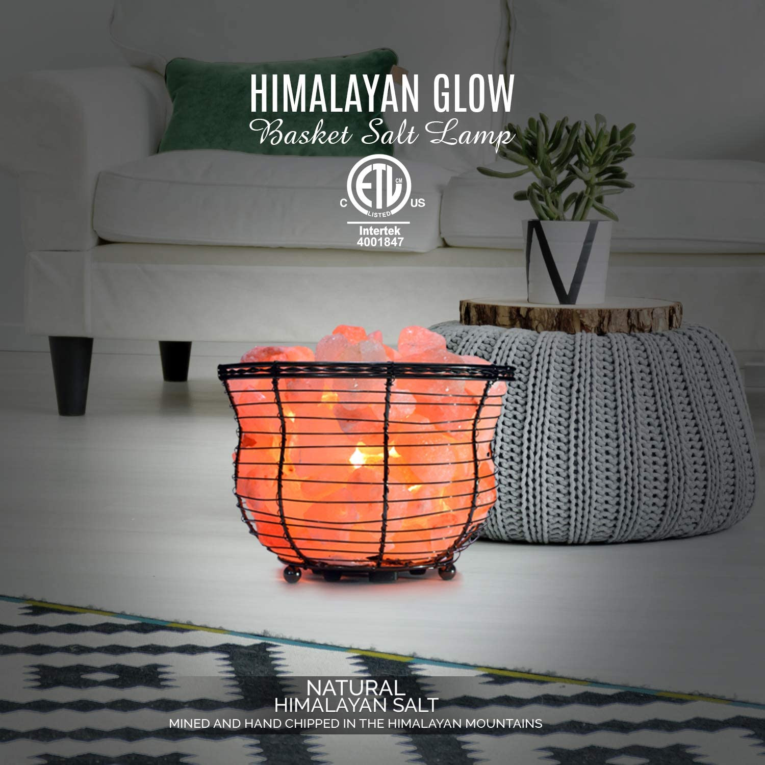 WBM Smart Himalayan Glow Natural Salt Lamp in Metal Basket