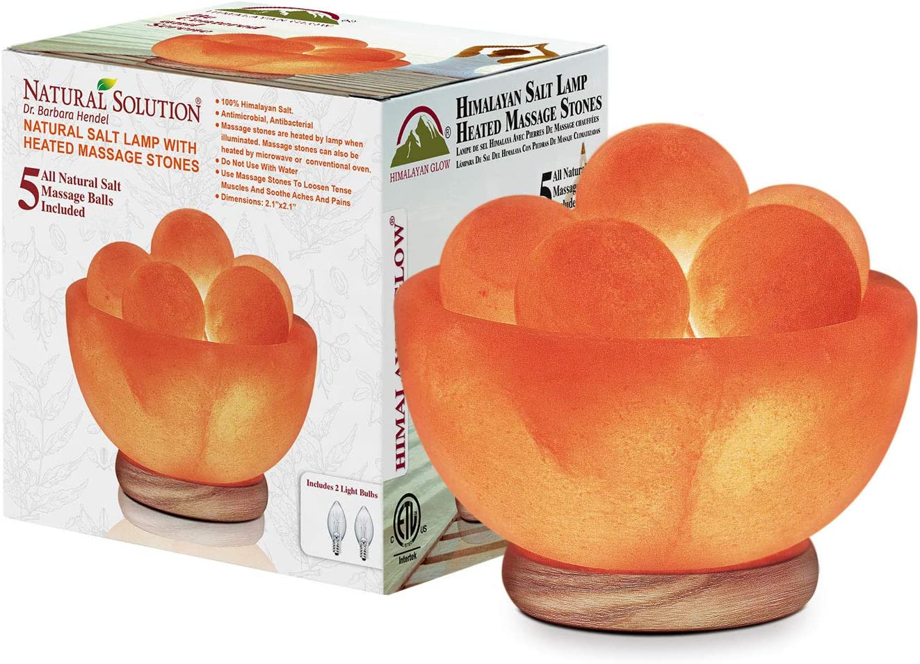 Fanatur Authentic Bowl Himalayan Salt Lamp with Massage Balls