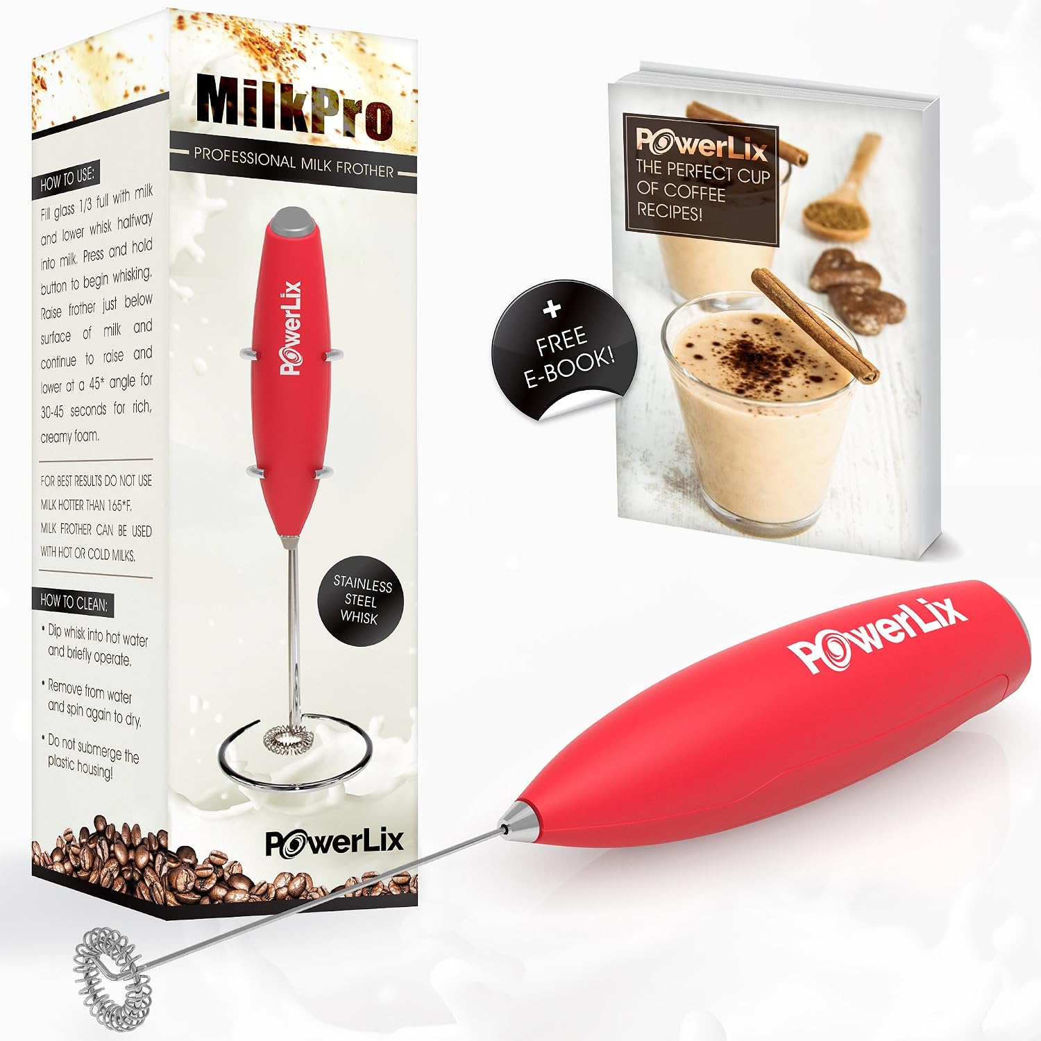 PowerLix Handheld Battery-Operated Electric Milk Frother