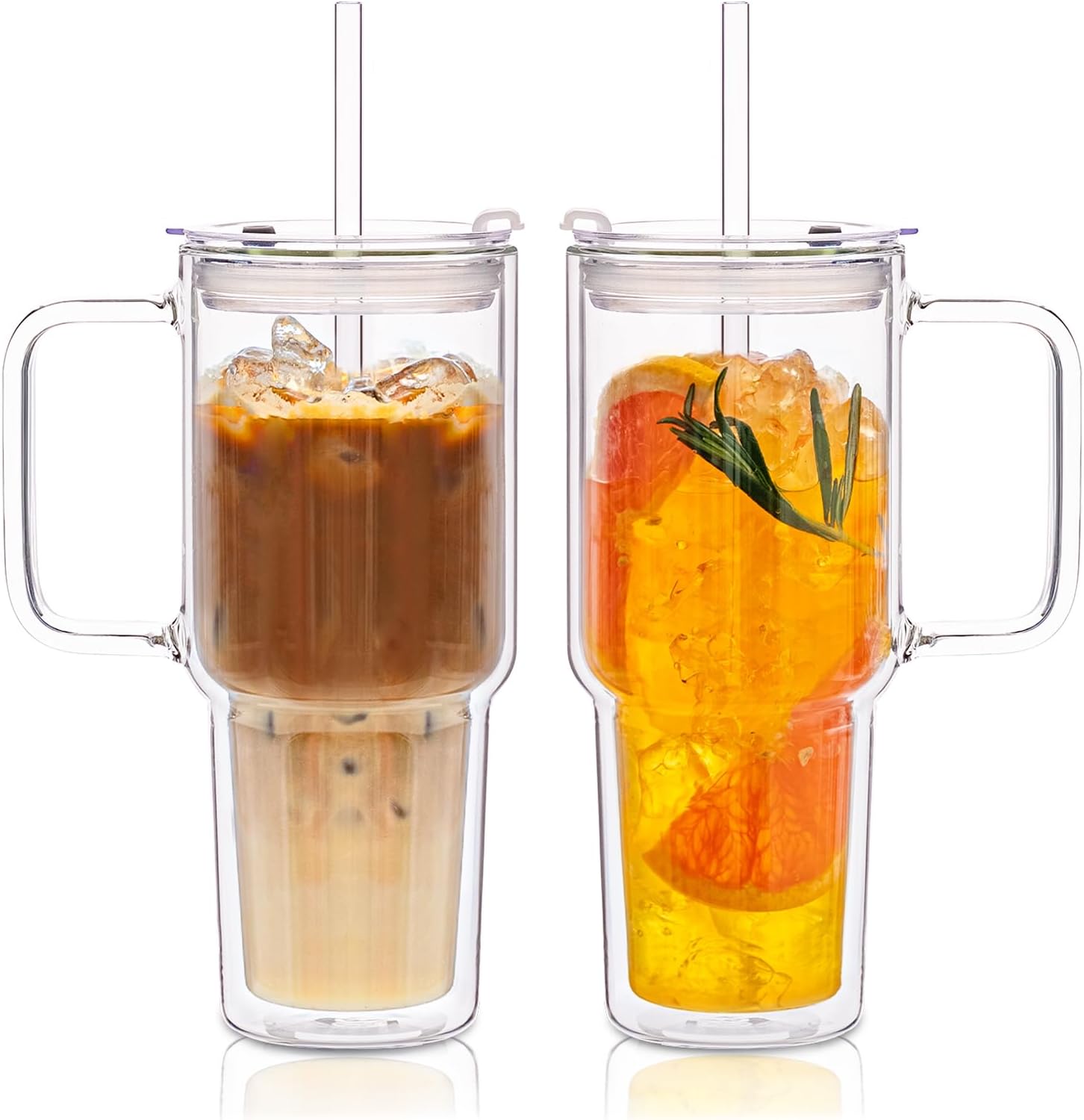 Double-Walled Borosilicate Glass Tumbler with Glass Straw
