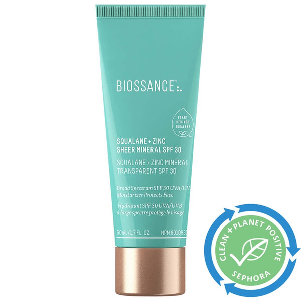 Biossance Squalane + Zinc Sheer Mineral Sunscreen SPF 30 - Verified Authentic Packaging