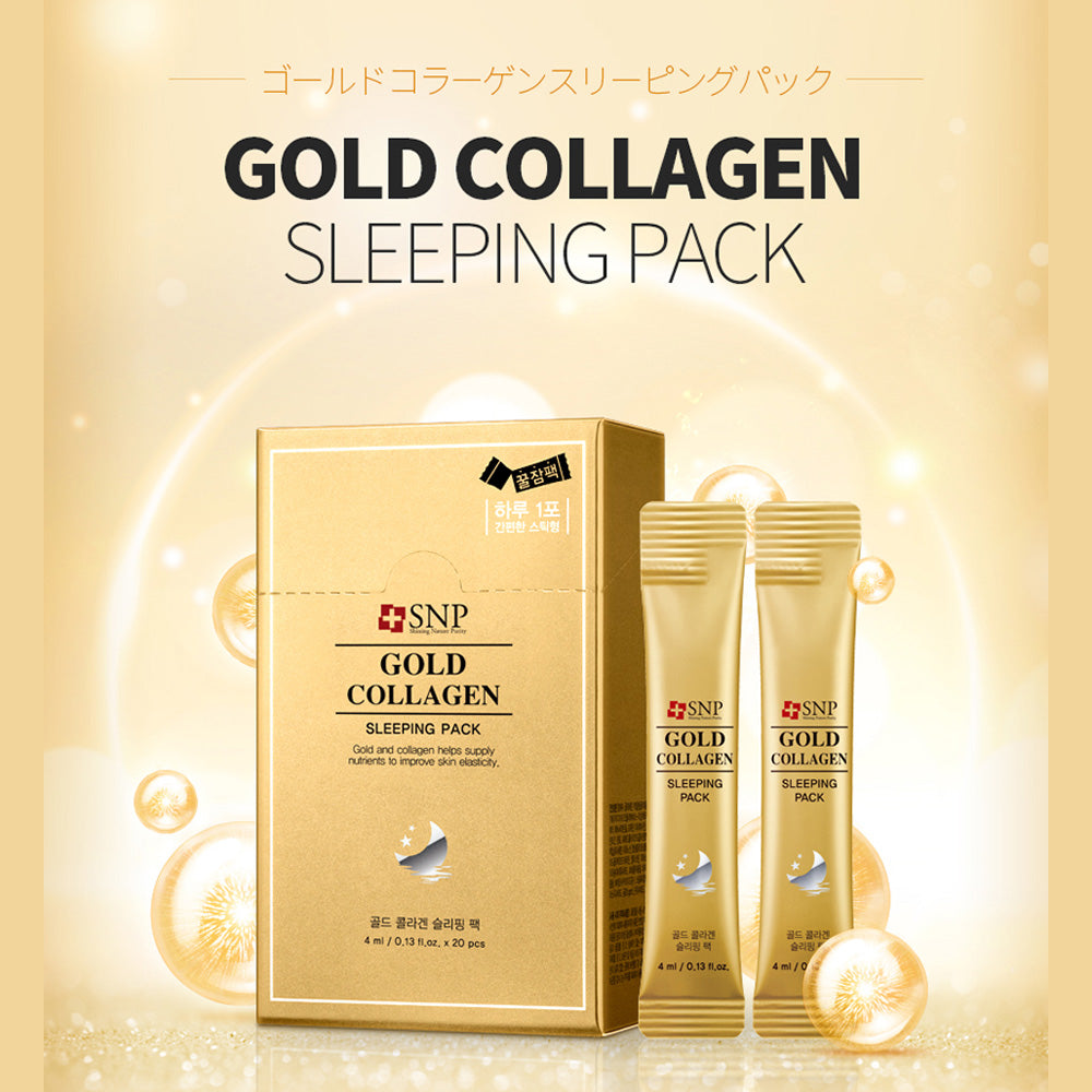 SNP Gold Collagen Sleeping Pack 20 Sticks - Verified Authentic Packaging