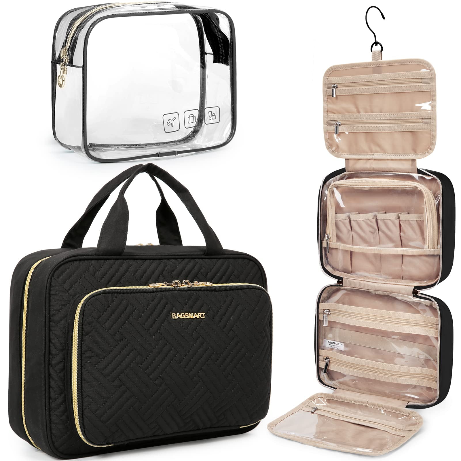 BAGSMART Hanging Toiletry Bag with TSA Clear Liquid Pouches