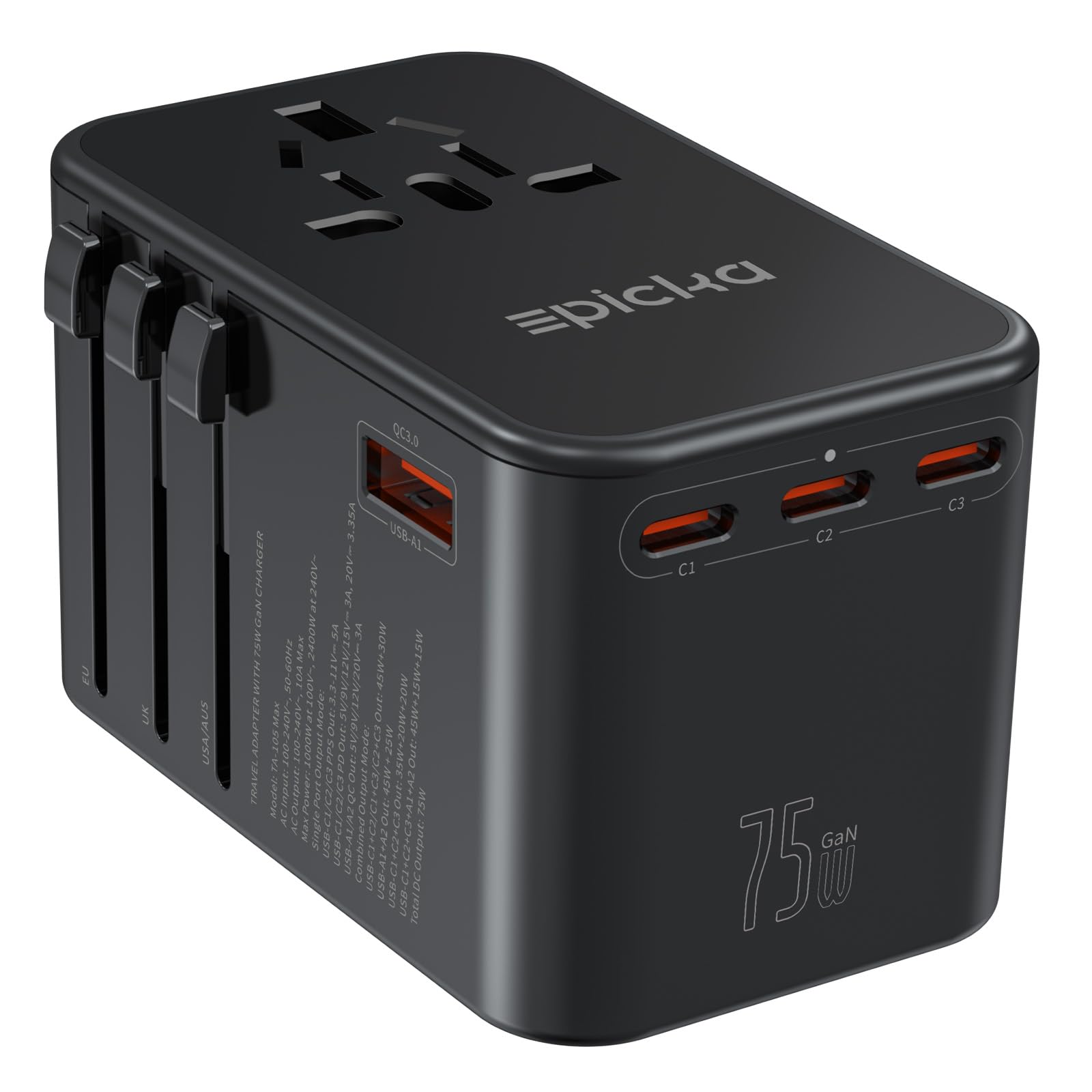 Củ Sạc Du Lịch Đa Năng EPICKA GaN 75W USB-C Sạc Nhanh - Ảnh sản phẩm thực tế chính hãng