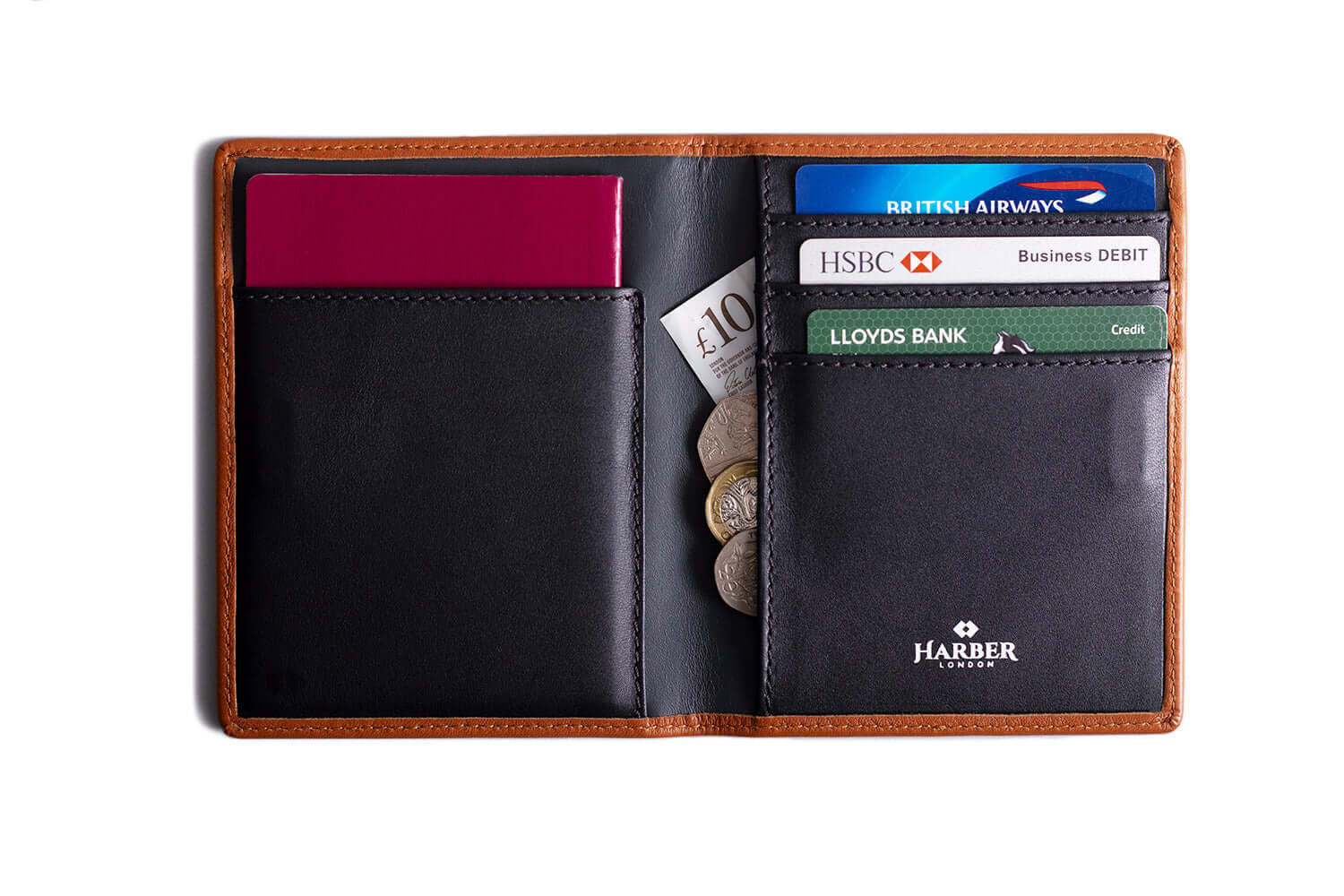 Harber London Leather Passport Wallet with Pen - Verified Authentic Packaging