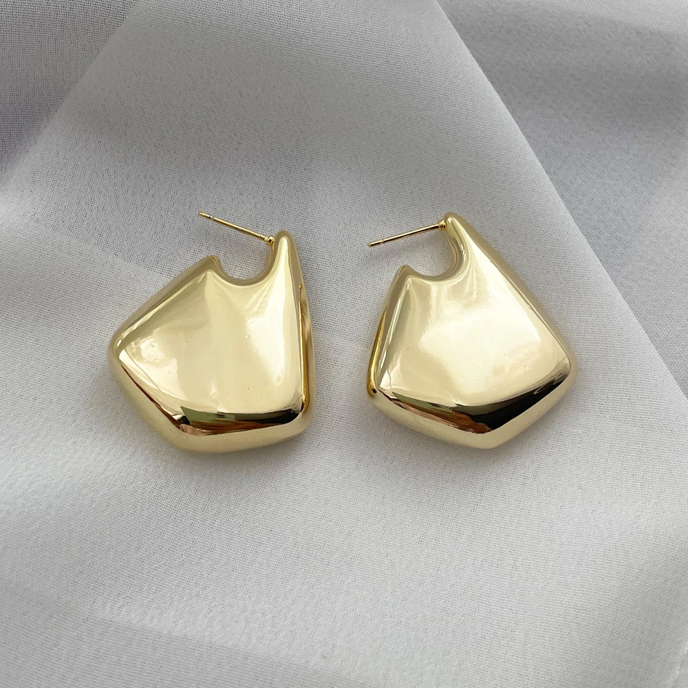 Classic Chunky Gold Huggie Hoop Earrings