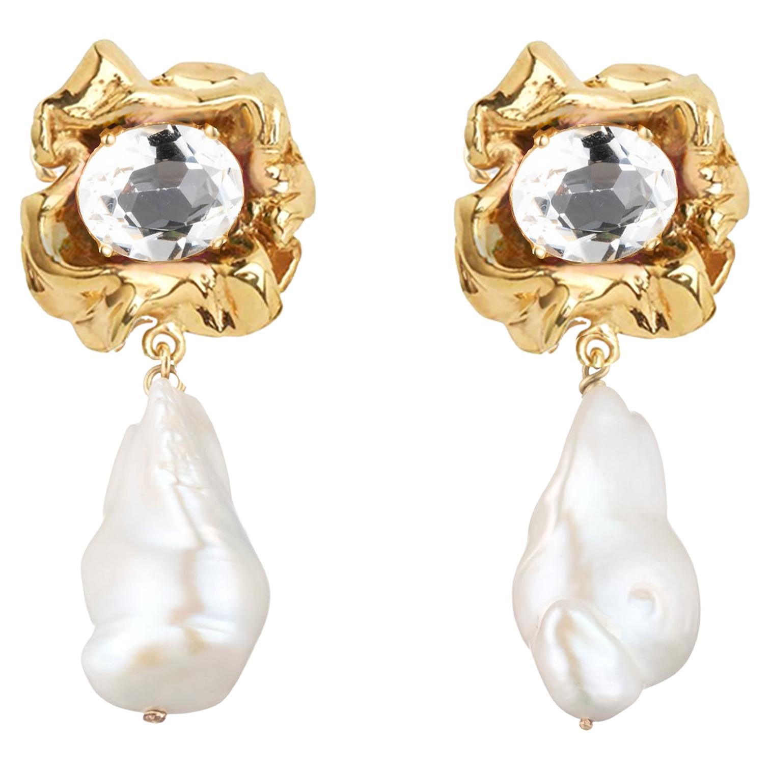 Freshwater Baroque Pearl Drop Huggie Earrings