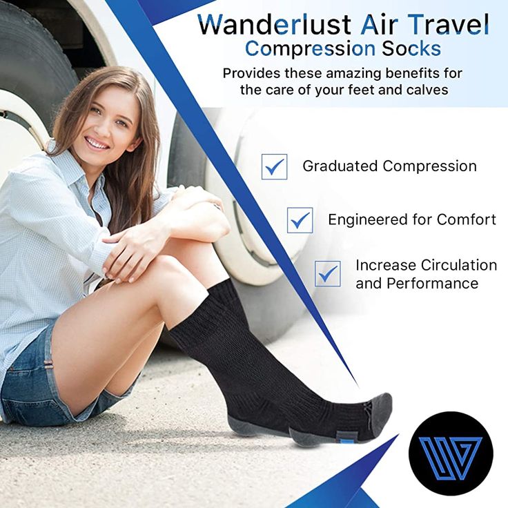 Wanderlust Travel Compression Socks with Foot Support - Verified Authentic Packaging