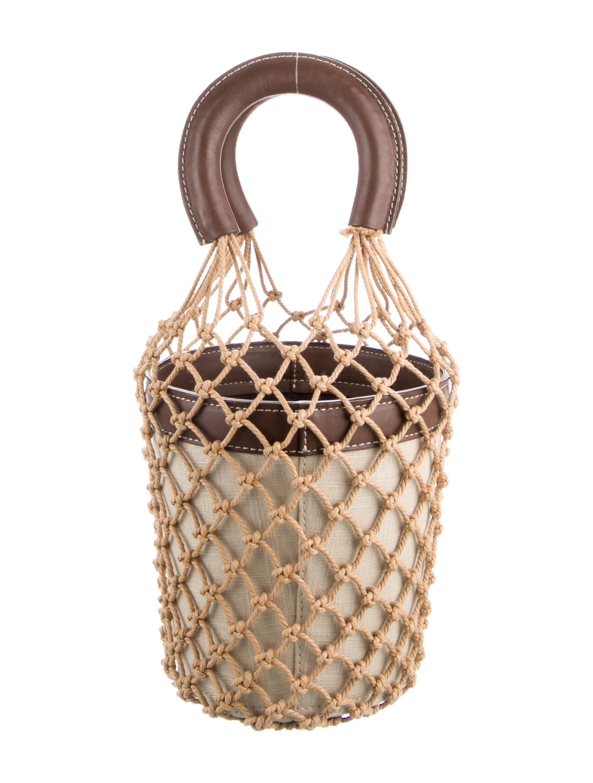Staud Moreau Leather & Macramé Bucket Bag - Verified Authentic Packaging
