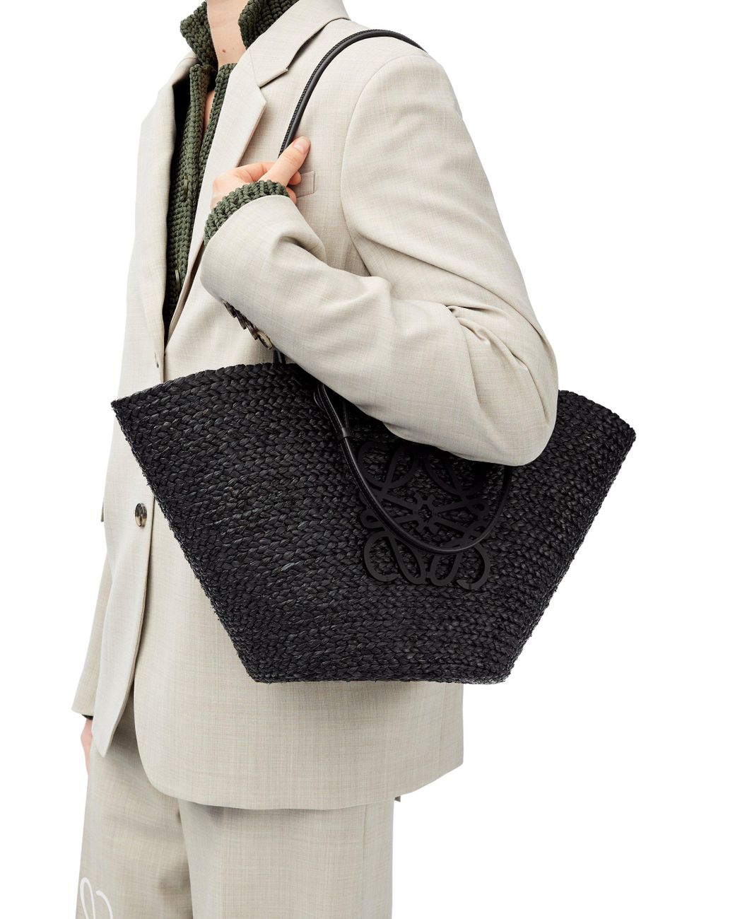 Loewe Basket Large Raffia & Calfskin Tote - Verified Authentic Packaging