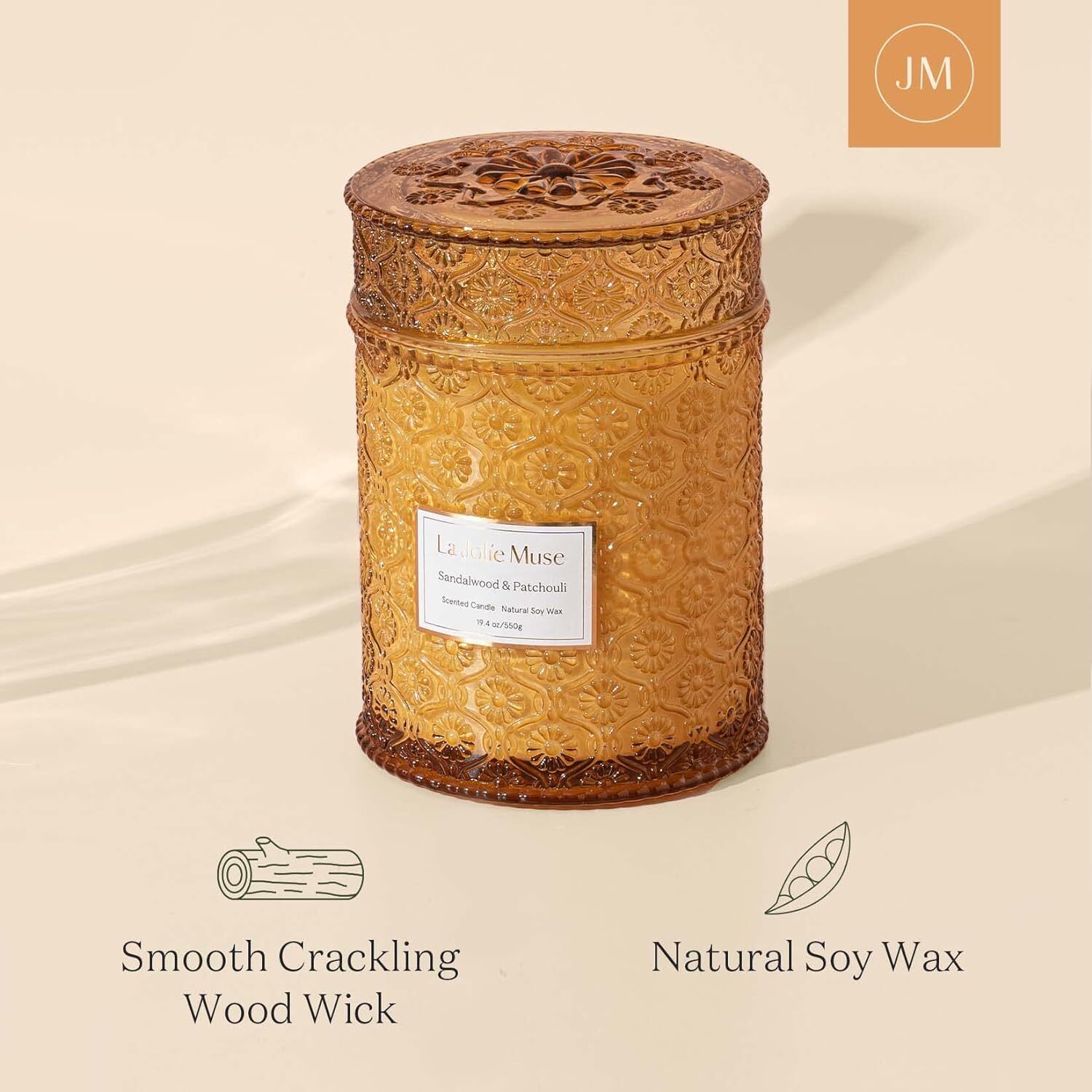 LA JOLIE MUSE Sandalwood & Patchouli Natural Soy Candle