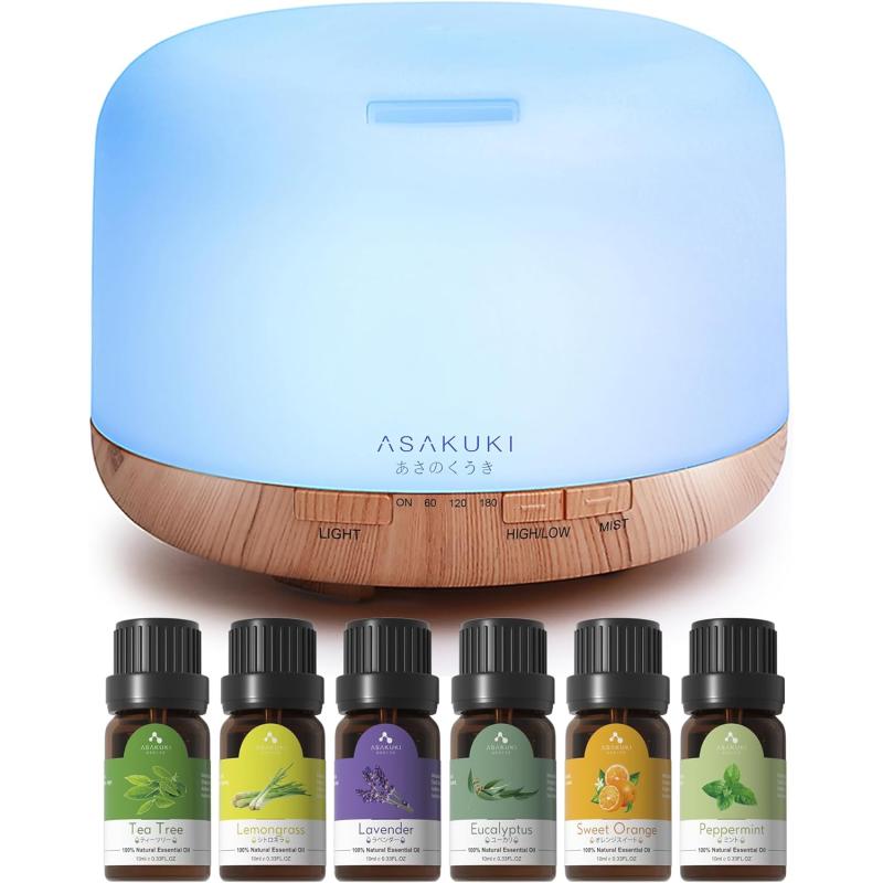 ASAKUKI 500ml Premium Essential Oil Diffuser - Verified Authentic Packaging