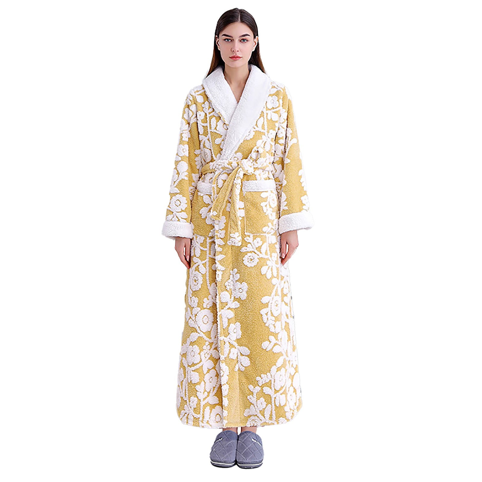 Plush Chenille Long Robe with Deep Pockets & Waist Tie