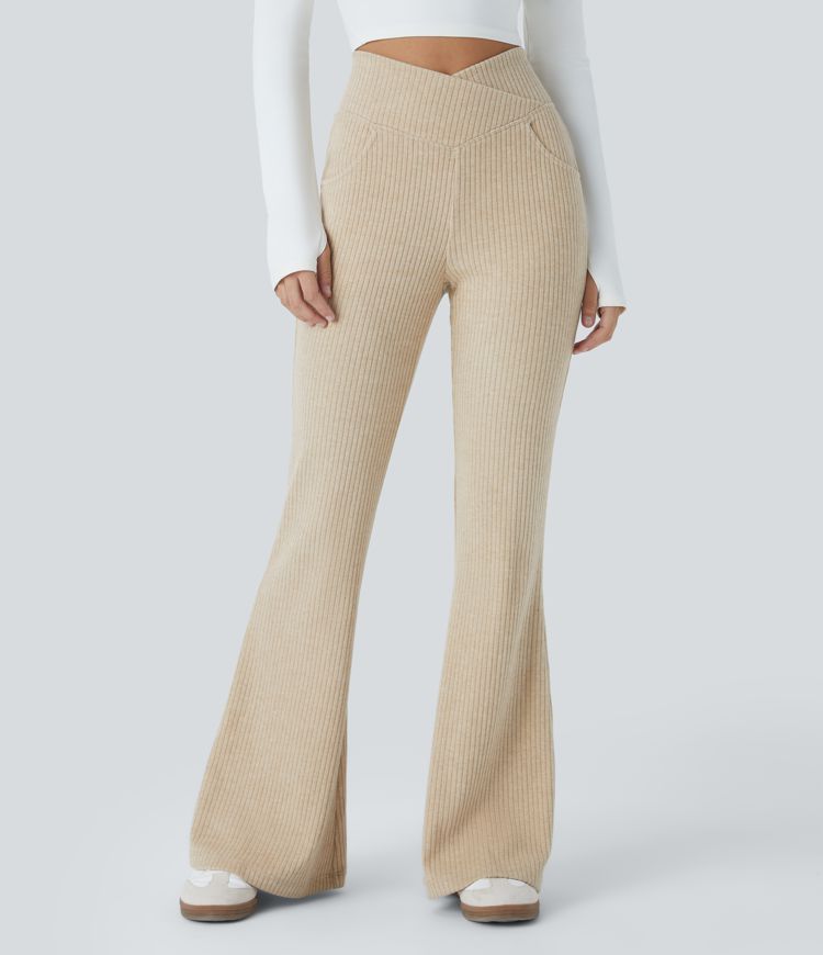 High-Waisted Ribbed Flare Lounge Yoga Pants