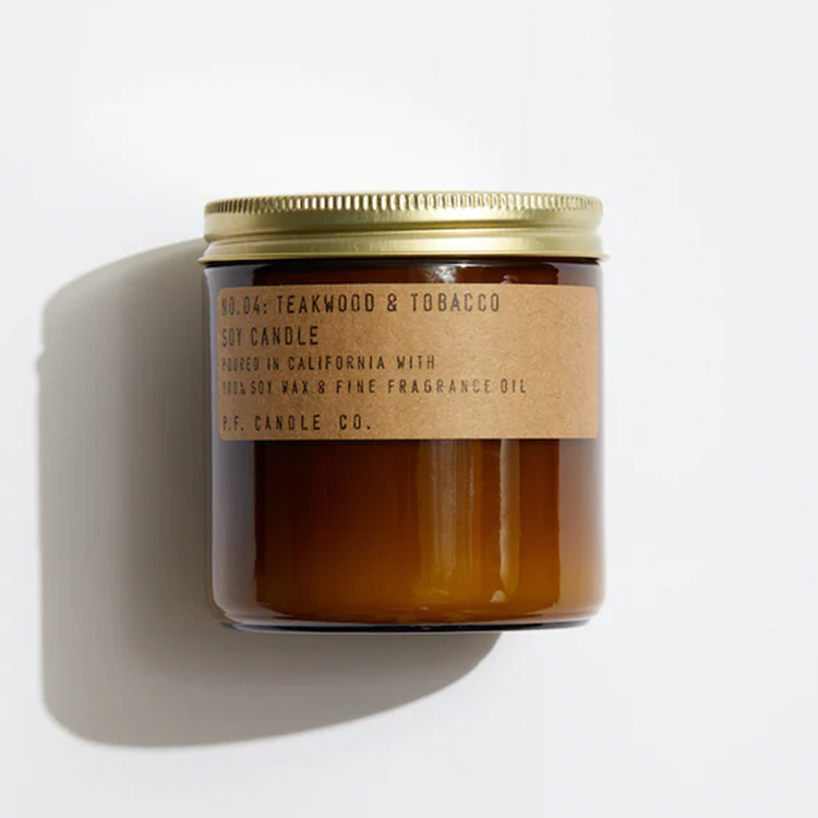 P.F. Candle Co. Teakwood & Tobacco Soy Candle - Verified Authentic Packaging