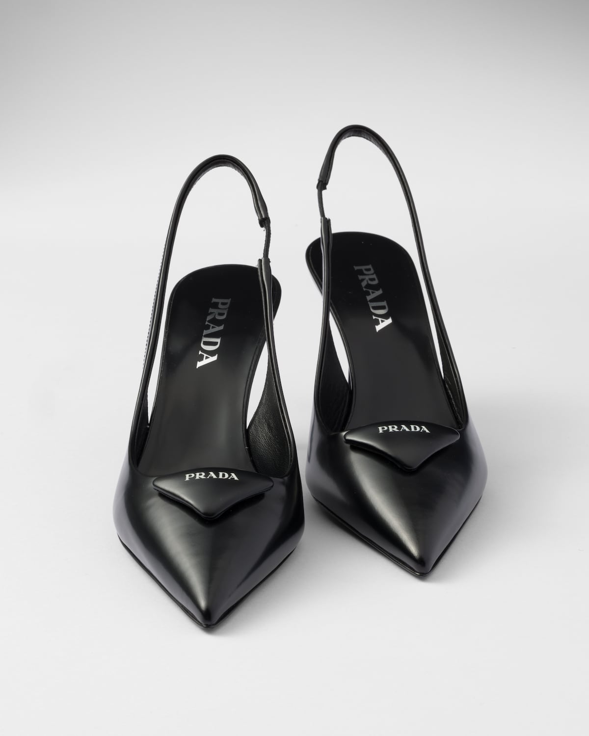 Prada Brushed Leather Slingback Pumps - Verified Authentic Packaging