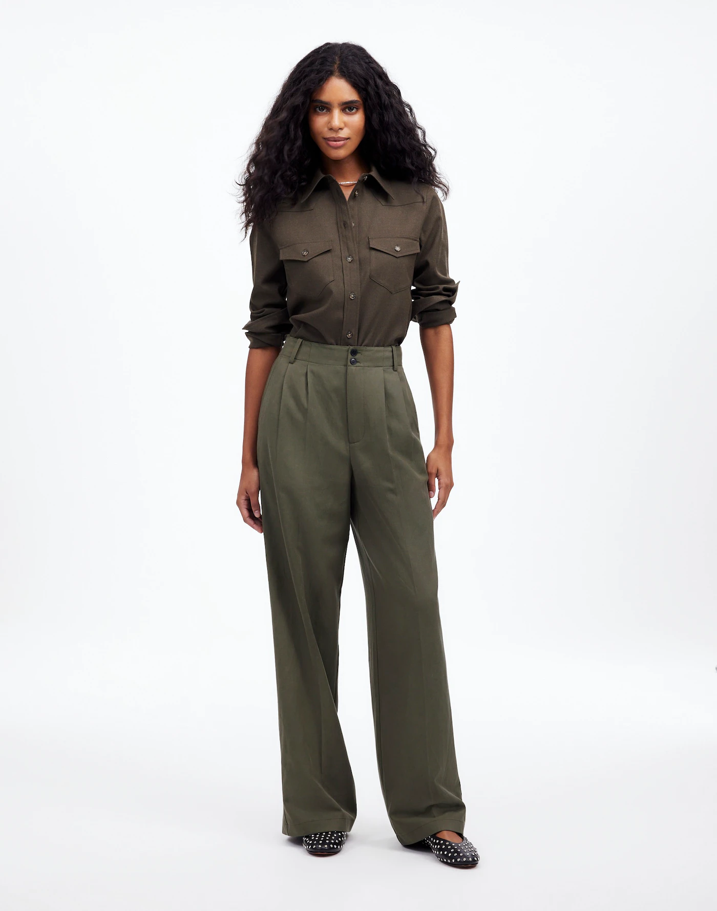 Madewell The Harlow Wide-Leg Pant in Drapey Twill - Ảnh sản phẩm thực tế chính hãng