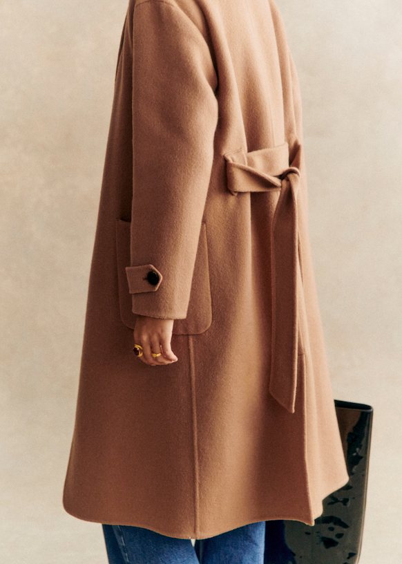 Sézane Mederick Coat in Camel Wool - Ảnh sản phẩm thực tế chính hãng