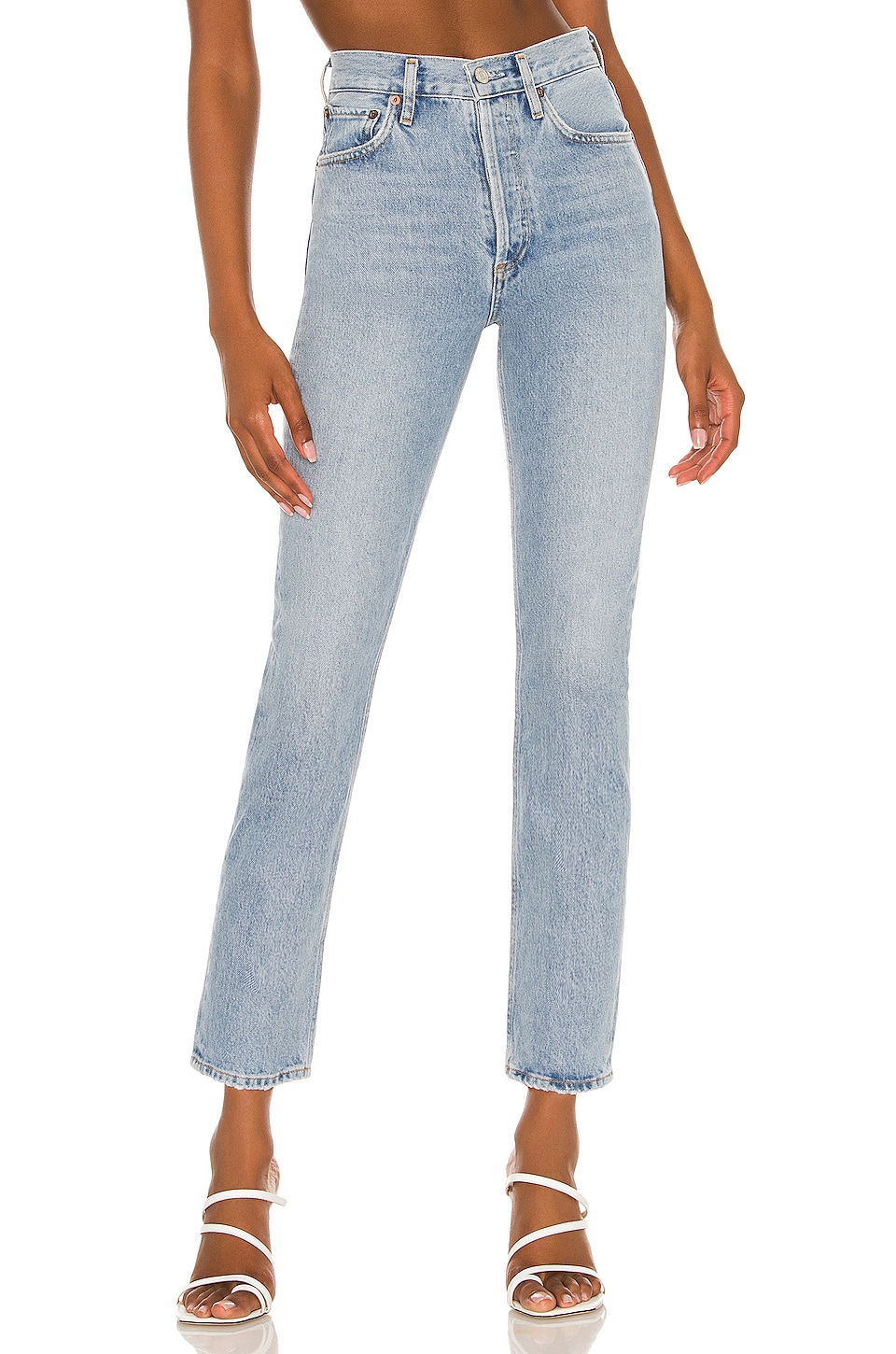 Agolde Riley High Rise Straight Crop Jeans - Verified Authentic Packaging