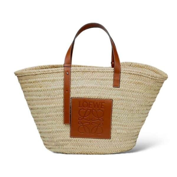 Loewe Basket Bag in Handwoven Palm Leaf & Calfskin - Verified Authentic Packaging