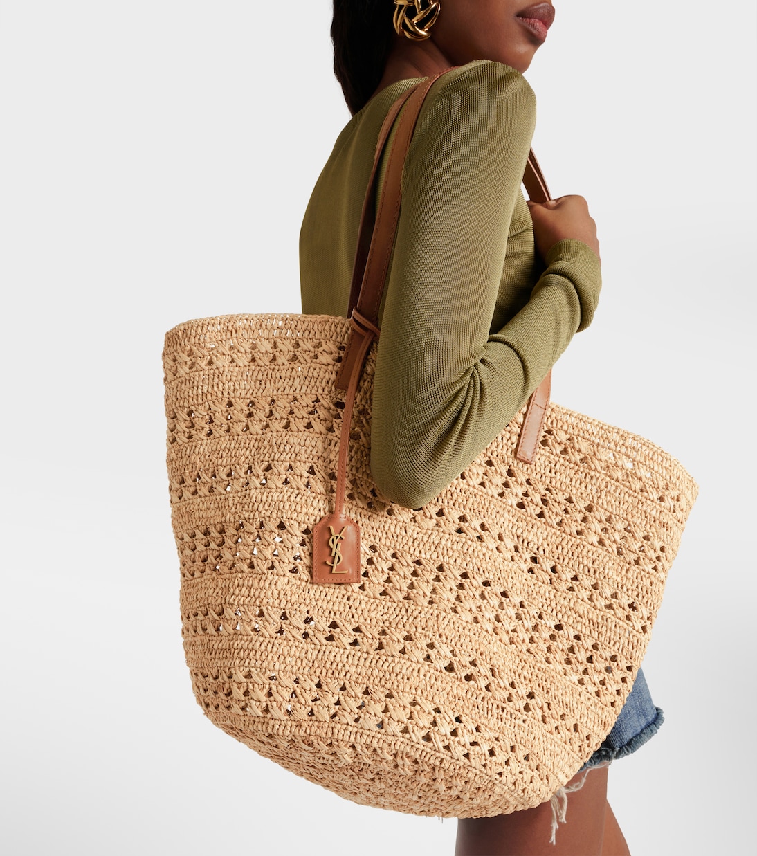 Saint Laurent Panier Medium Raffia Basket Bag - Verified Authentic Packaging