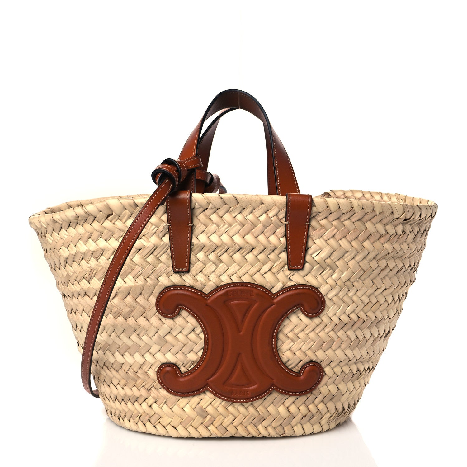 Celine Teen Triomphe Classic Panier in Raffia - Verified Authentic Packaging