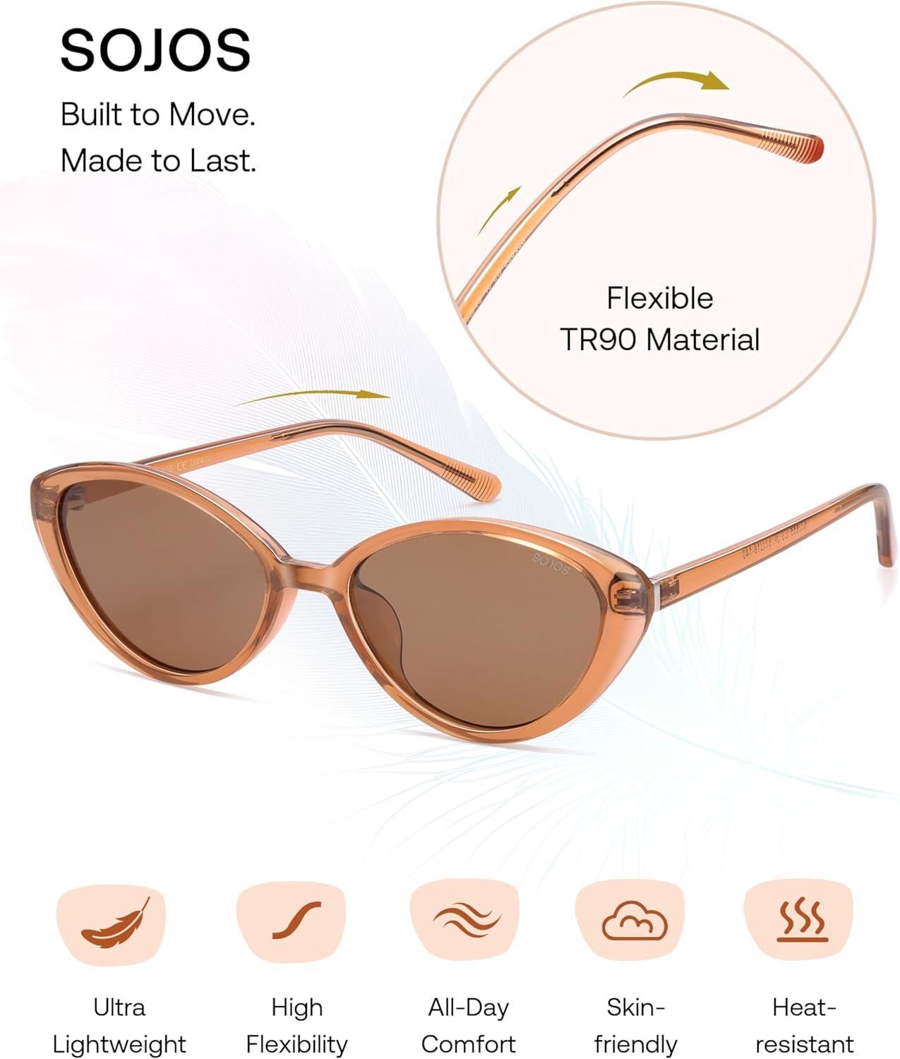 SOJOS Retro Vintage Cateye Polarized Sunglasses - Verified Authentic Packaging