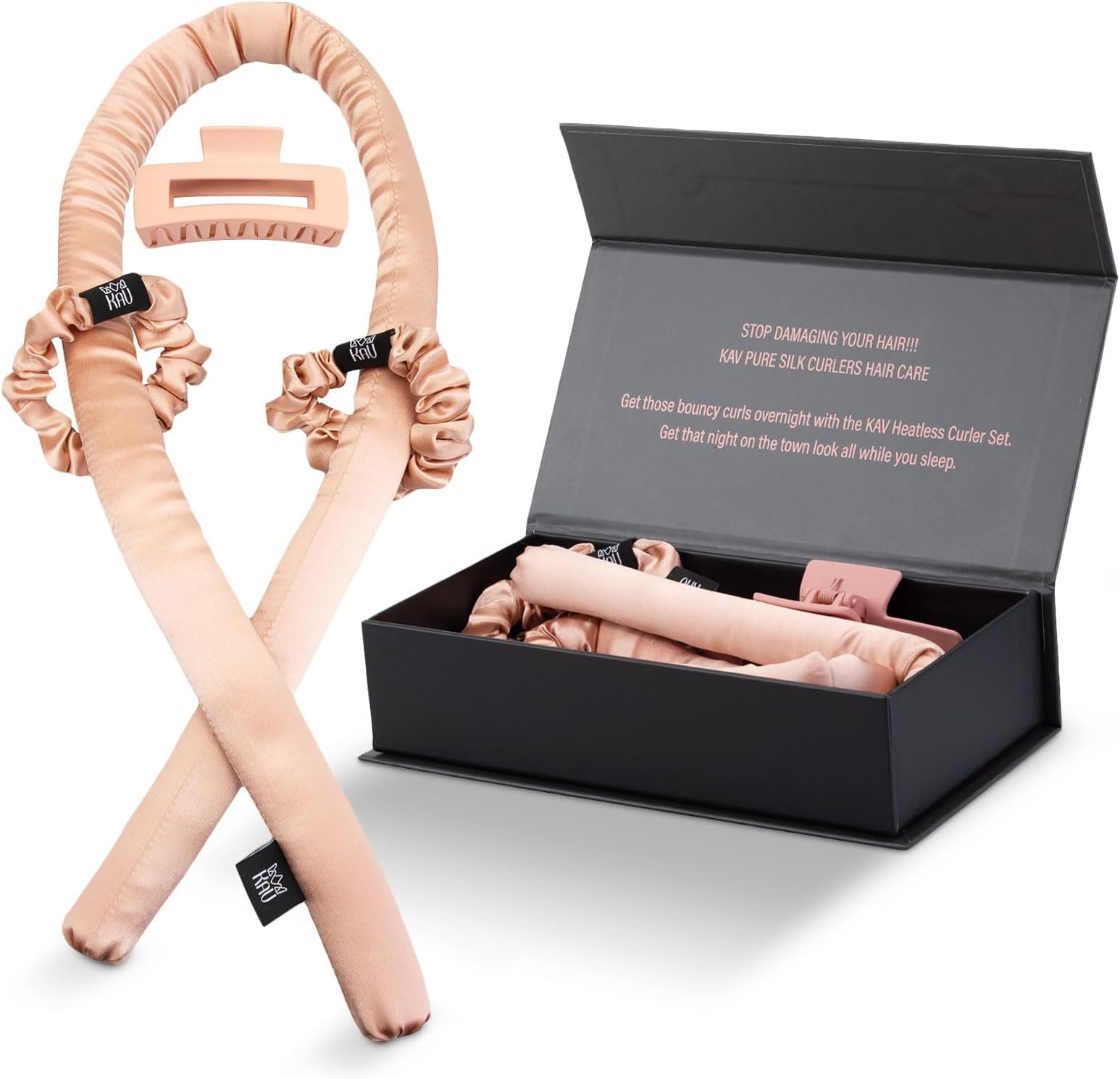 Slip Silk Heatless Curling Set with Clips
