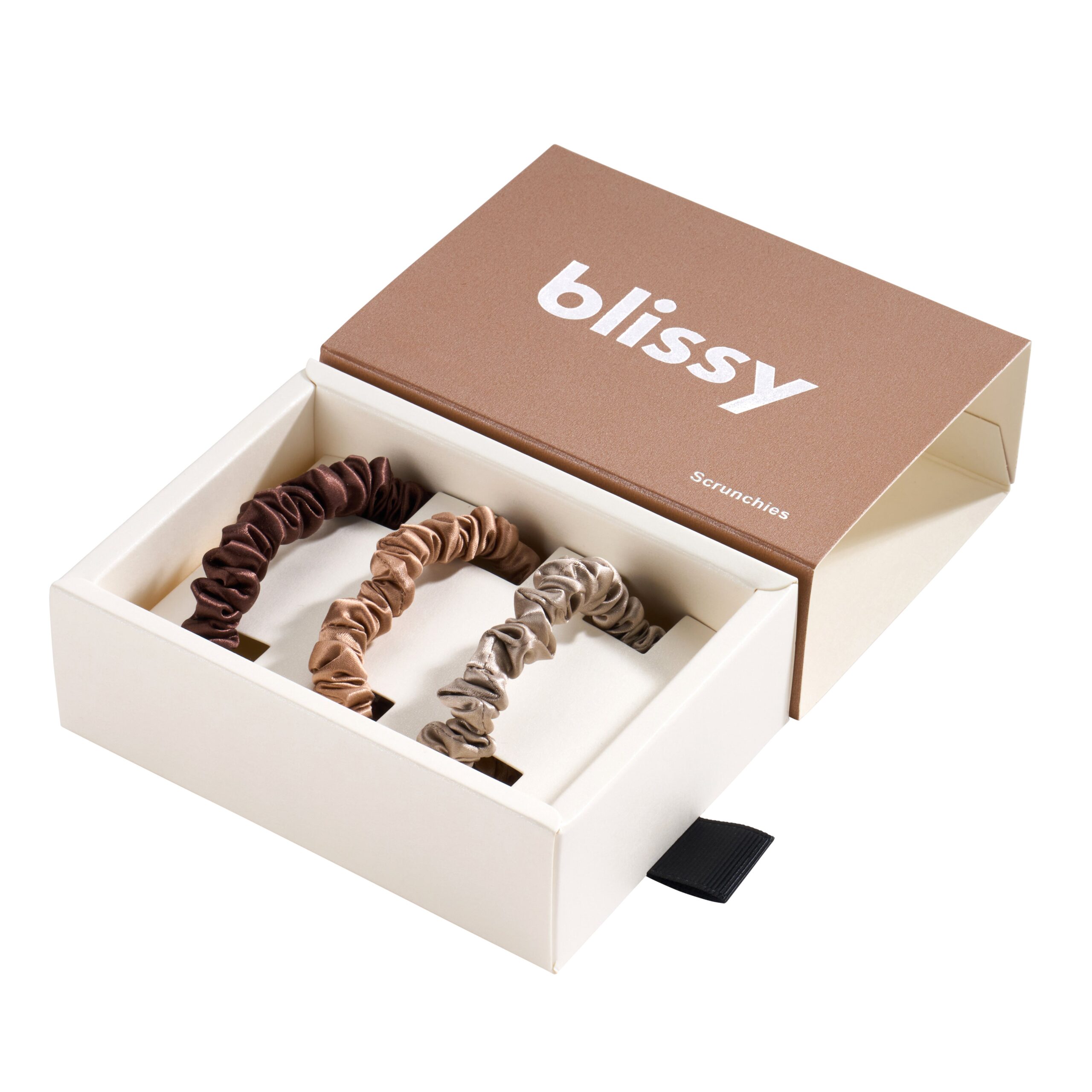 Blissy 100% Pure Mulberry Silk Skinny Scrunchies Set