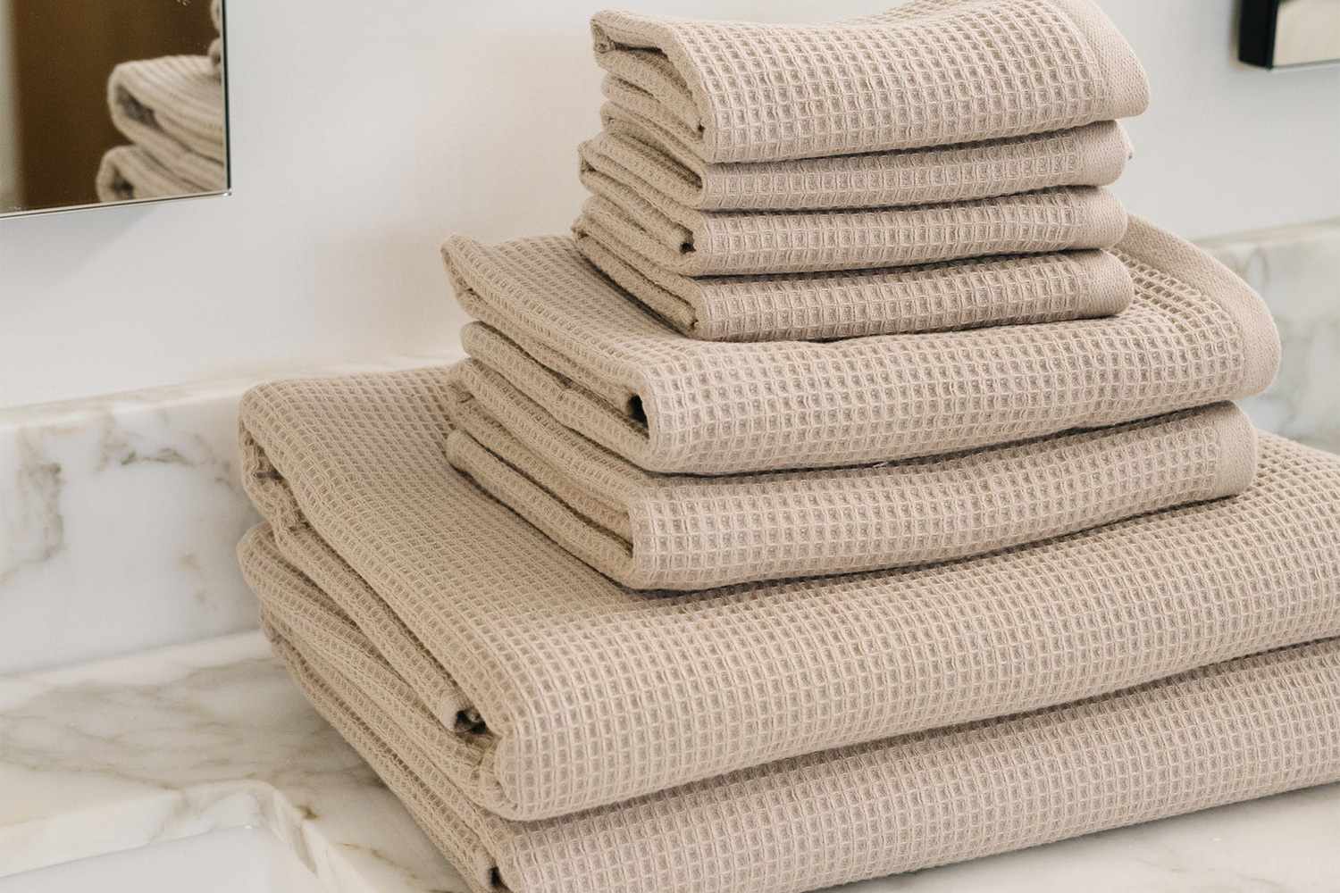 Cozy Earth Waffle Bath Towel Set with Bamboo Viscose