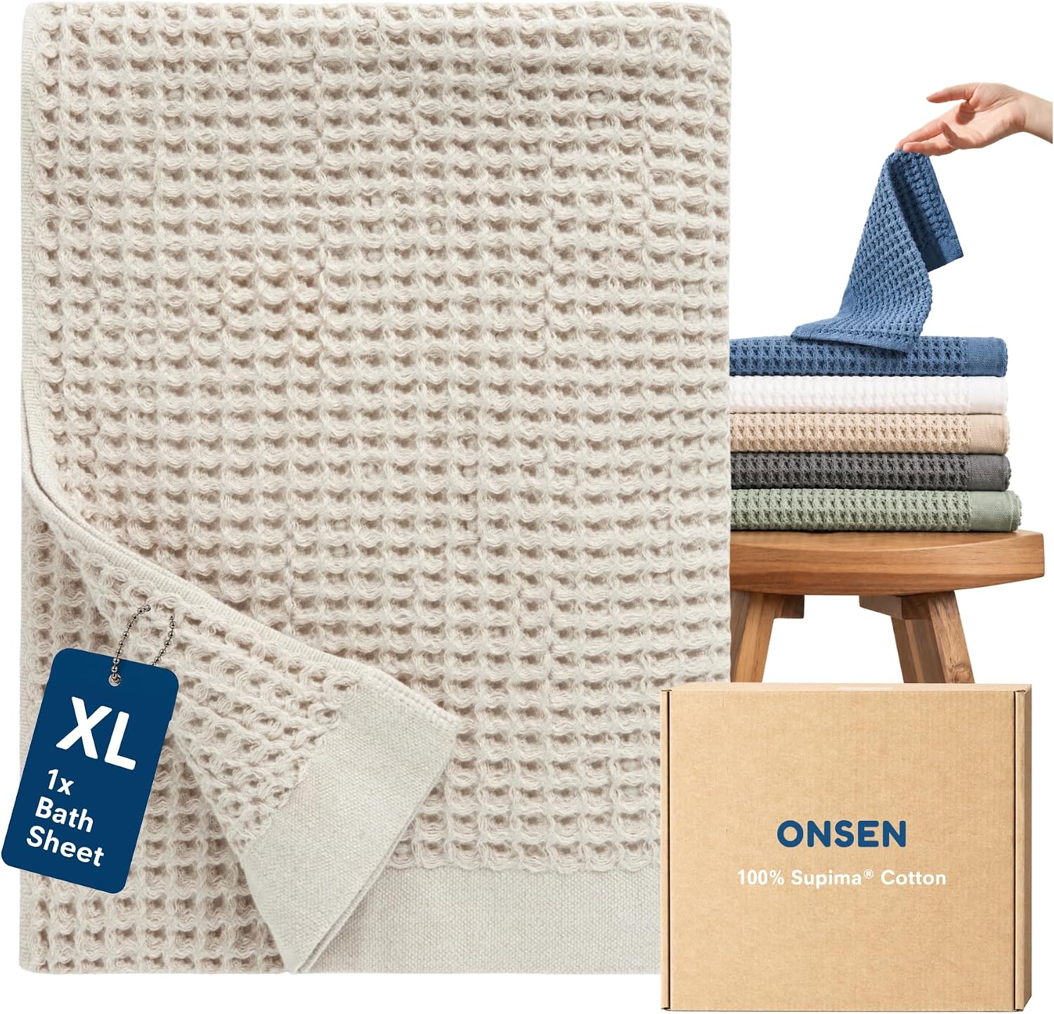 Onsen 100% Supima Cotton Waffle Weave Bath Sheet