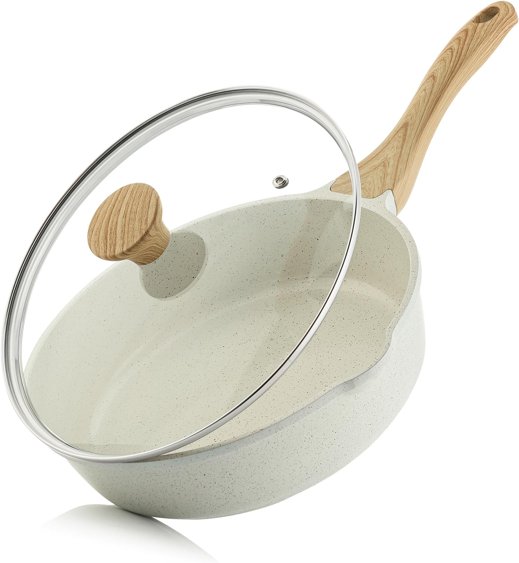 Sensarte Non-Stick Ceramic Deep Frying Pan with Lid (11-inch)