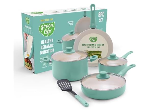 GreenLife Soft Grip Healthy Ceramic 16-Piece Cookware Set