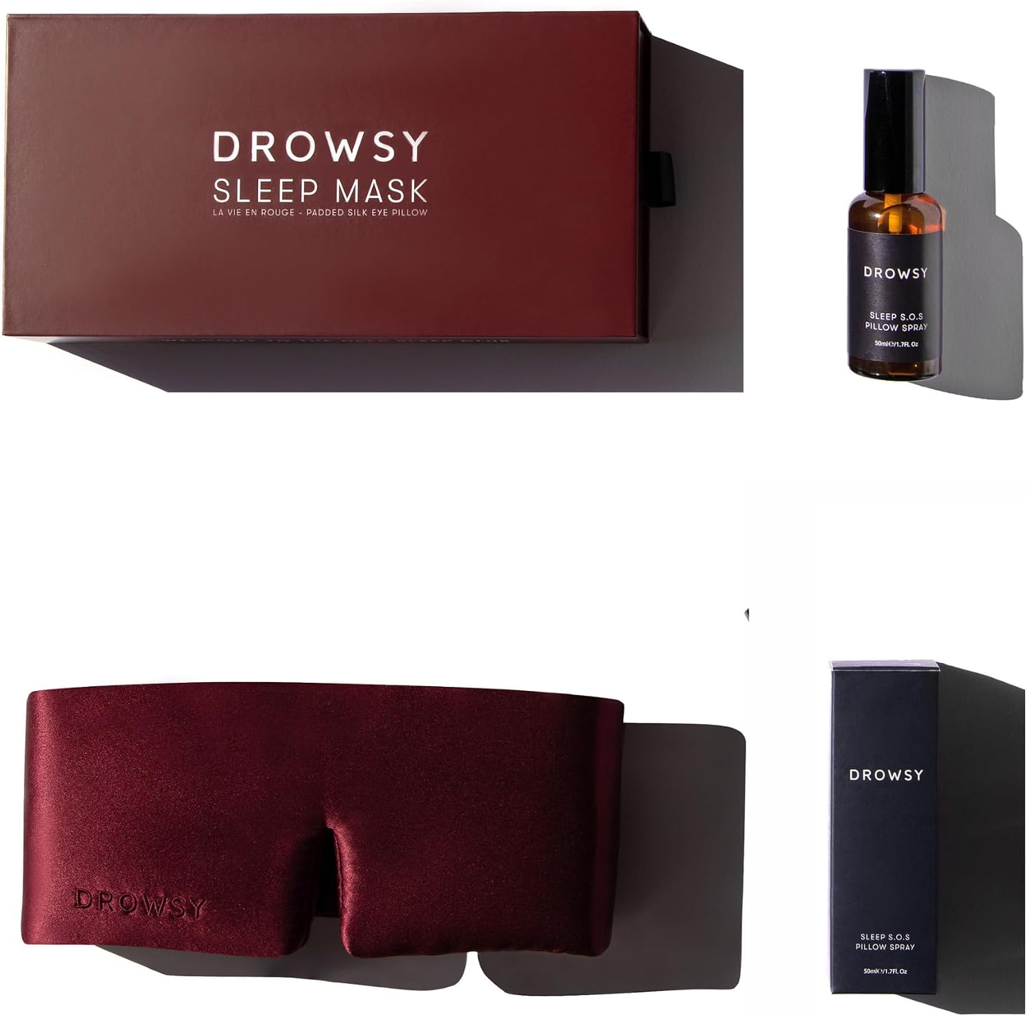 Drowsy Luxury Silk Sleep Mask with Padded Cloud Cushion
