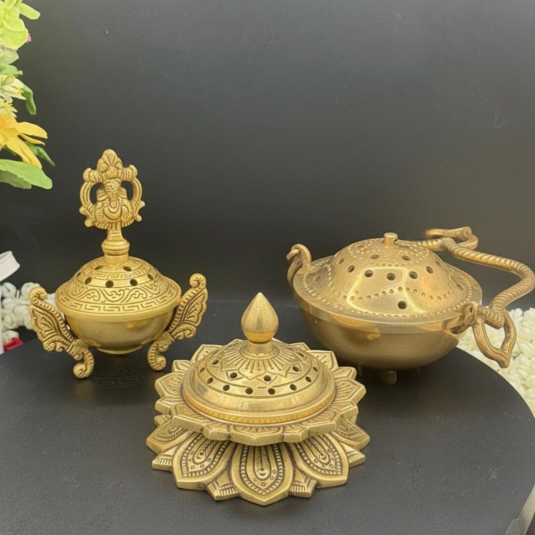Zen Bless Brass Lotus Incense Burner & Essential Oil Diffuser
