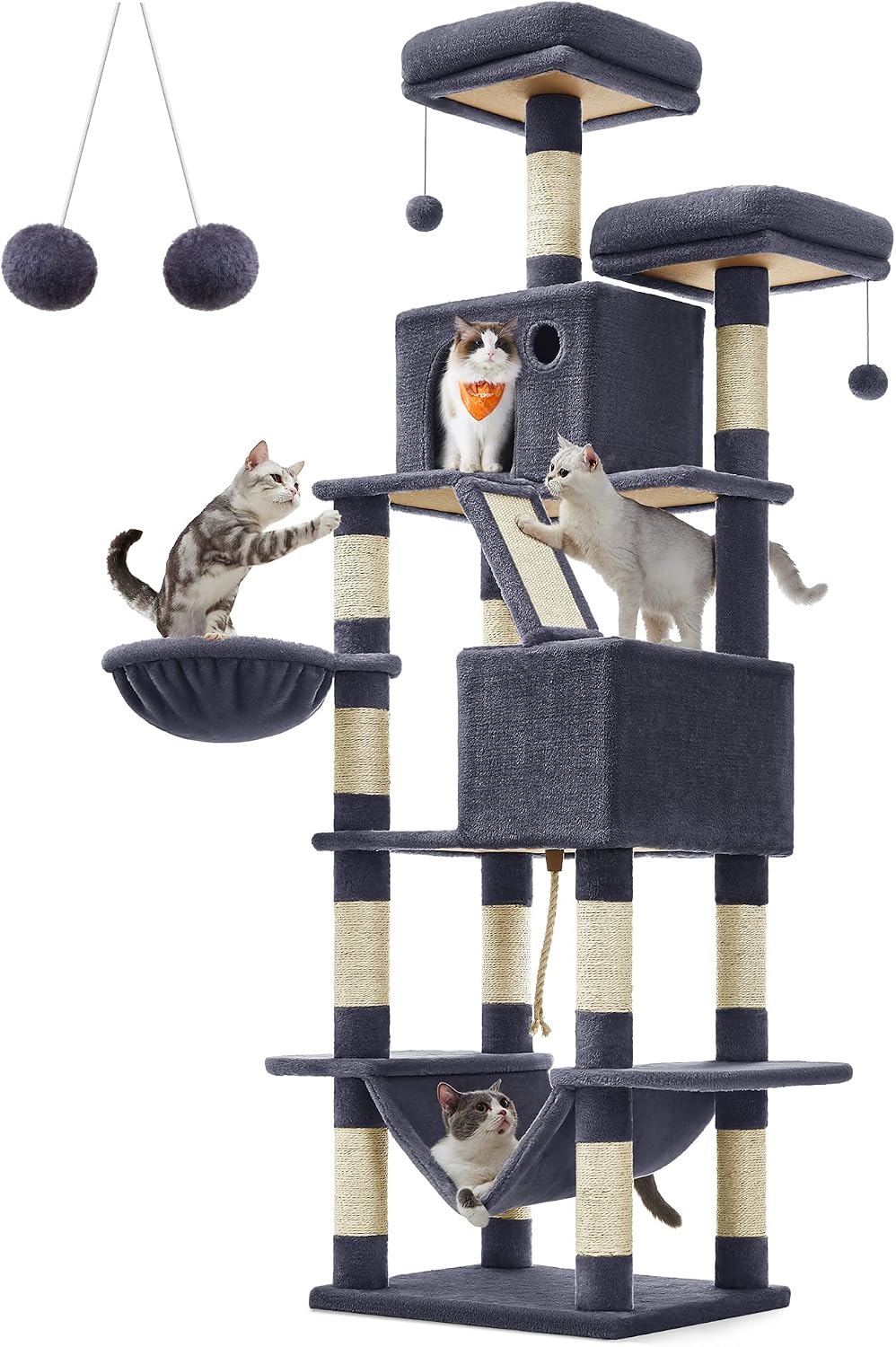 FEANDREA Multi-Level Cat Tree Tower with Sisal Posts