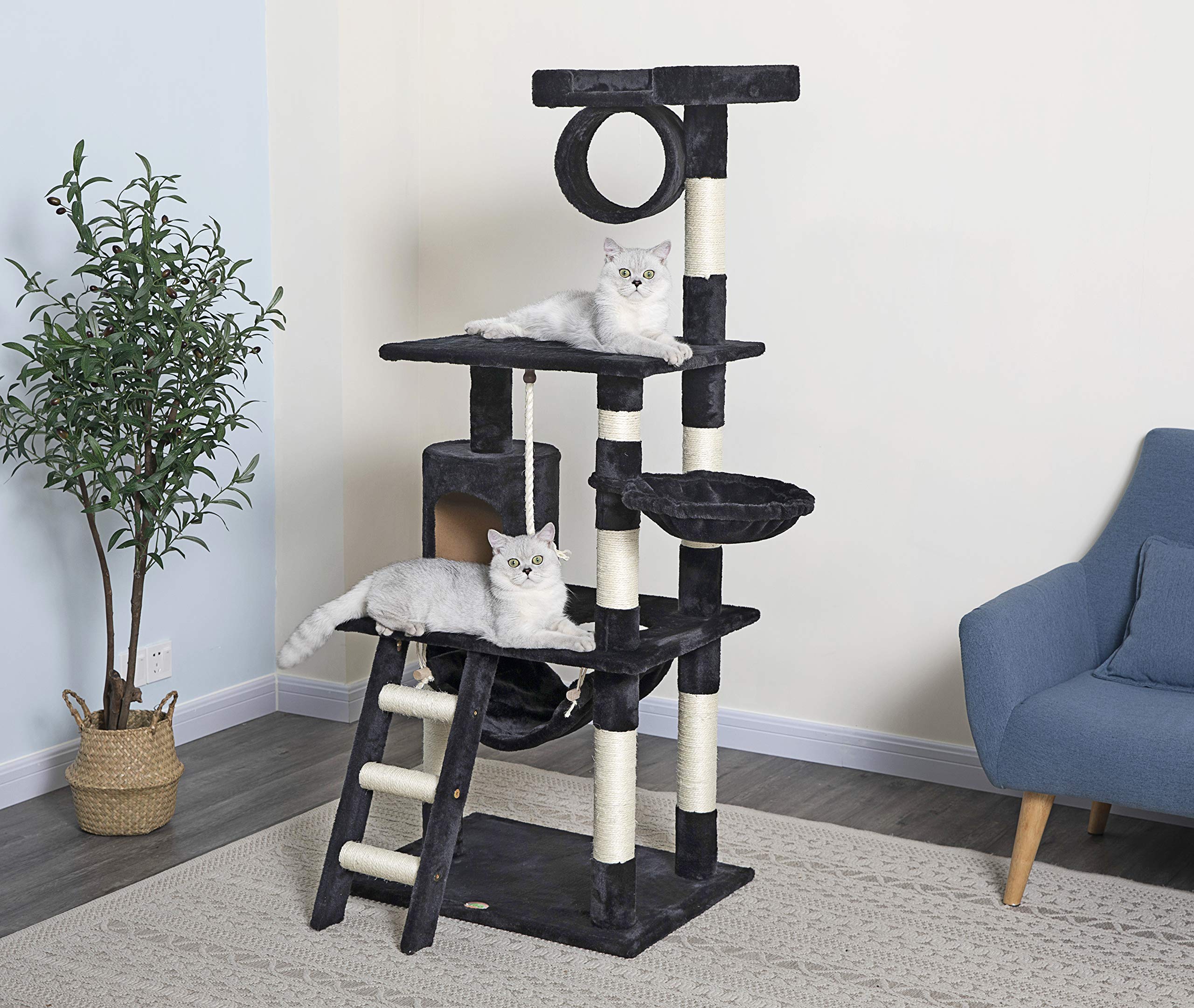Go Pet Club 62-Inch Faux Fur Cat Tree Condo