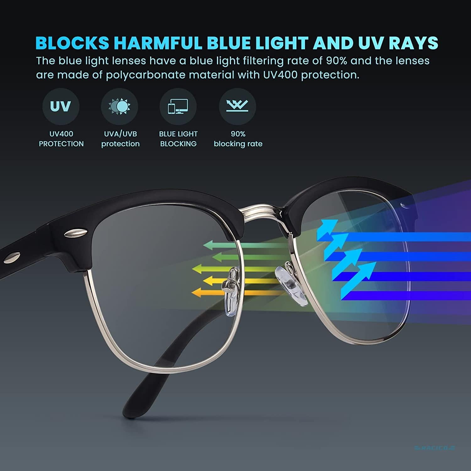BLUBLOO Computer Blue Light Glasses Clear Lens